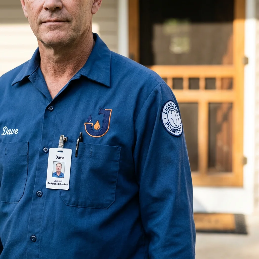 Licensed plumber showing ID badge in Fort Morgan, CO