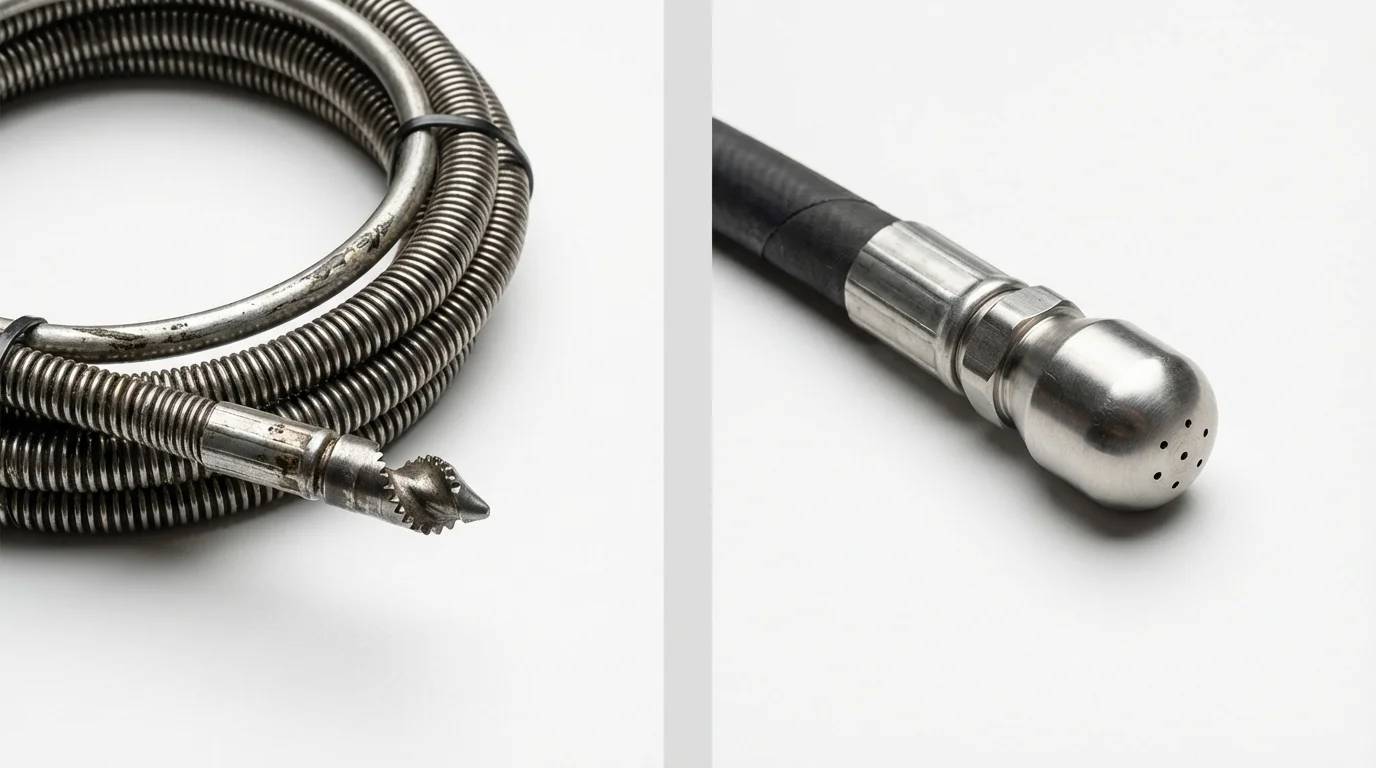 Drain snake cable and hydro jetting nozzle used for drain cleaning in Fort Morgan, CO