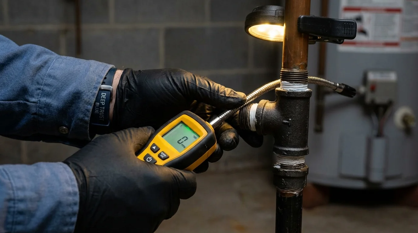 Gas leak detection with electronic sniffer by Johns Plumbing LLC in Fort Morgan