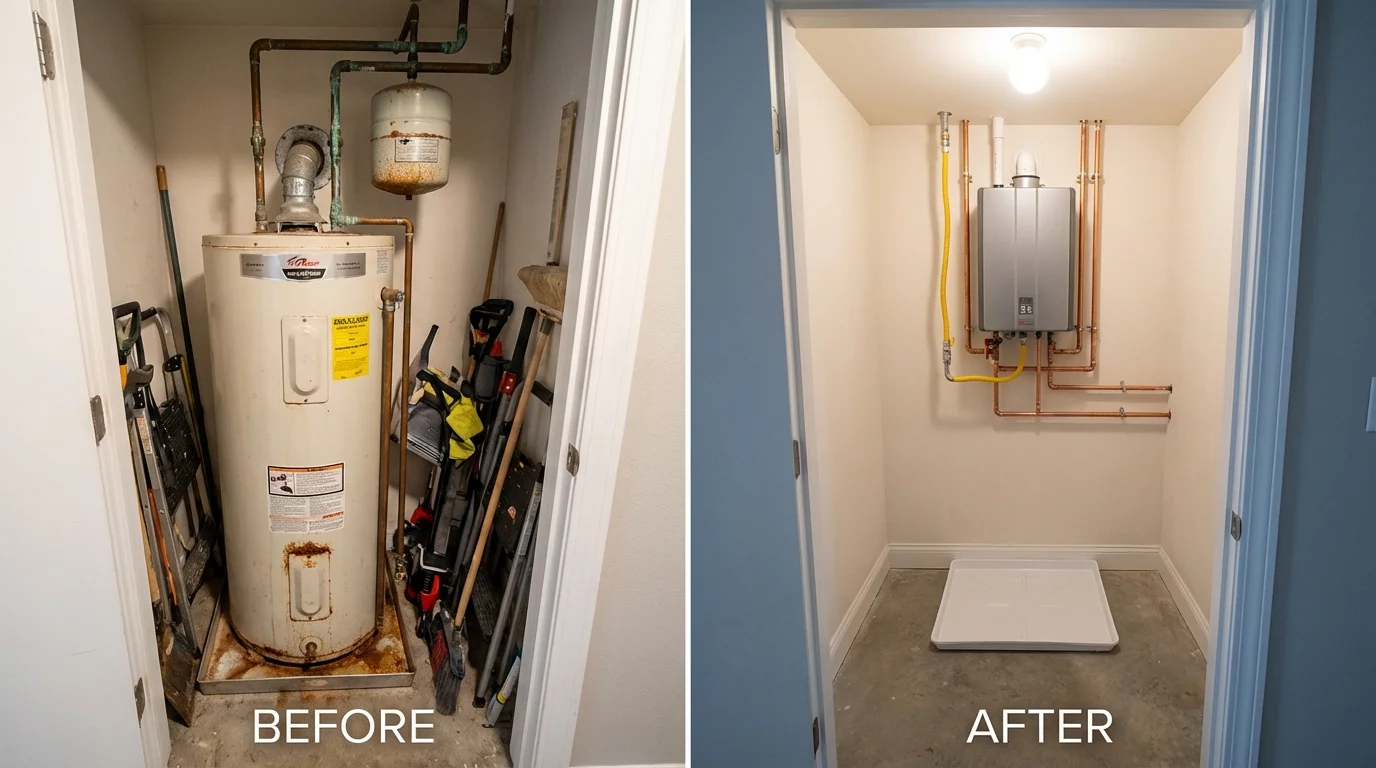 Tank water heater versus wall-mounted tankless unit comparison for Fort Morgan, CO homeowners